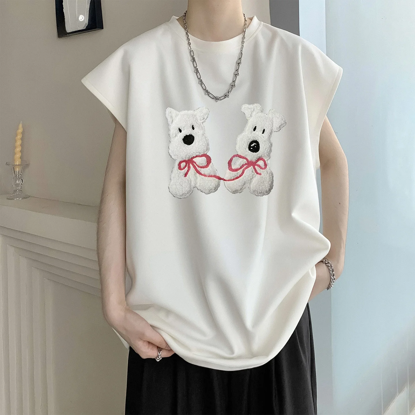 

Летний тонкий замшевый жилет для мужчин, повседневный свободный крой, спортивный свитшот, белый, модный бренд