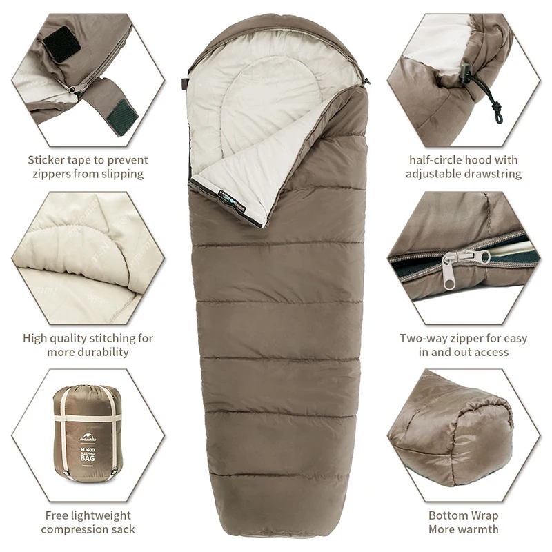 Naturehike Schlafsack MJ300 -1  Leichtes MJ600 -12  Mumienschlafsack  Outdoor Camping Baumwolle Winterschlafsack - AliExpress 18