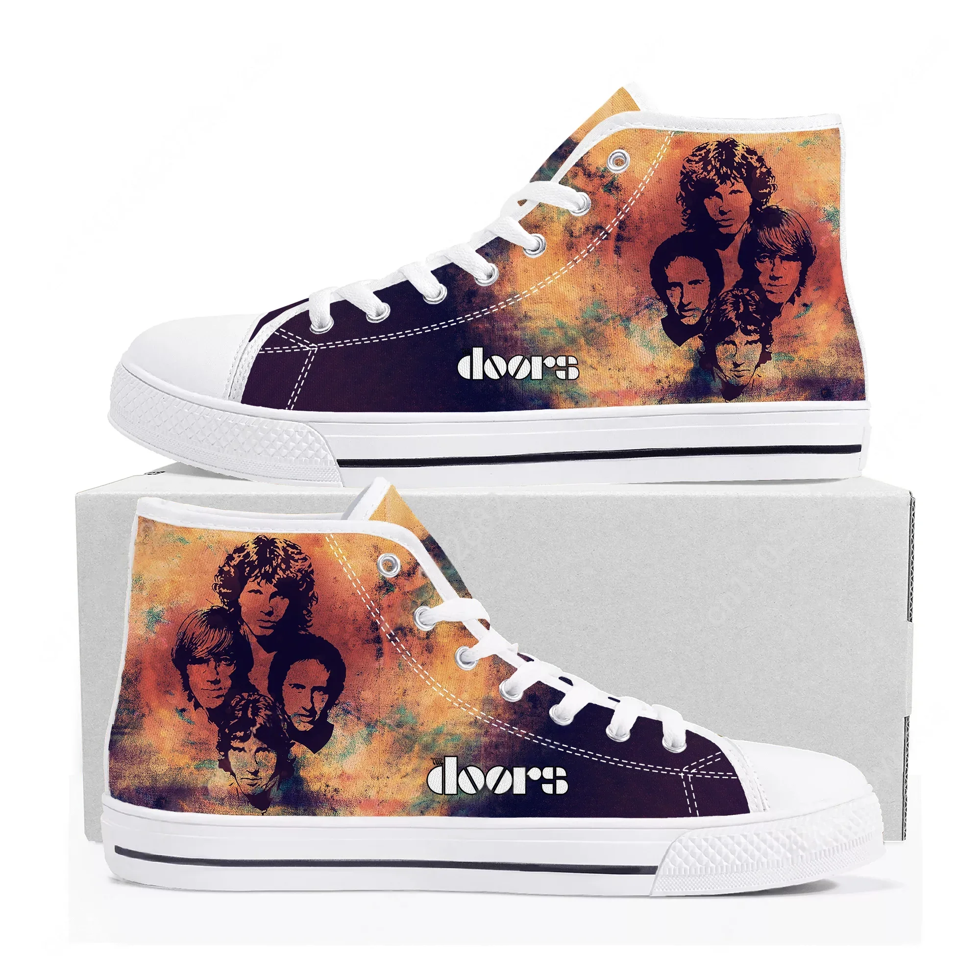 

Кроссовки The Doors High Top высокого качества для мужчин, женщин и подростков, повседневные модные кеды из канваса с индивидуальными узорами, обувь на заказ