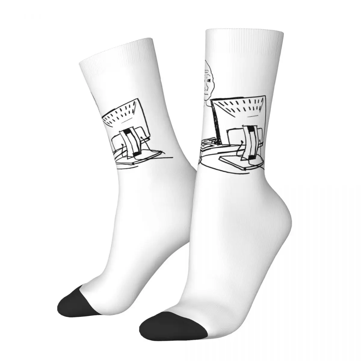 Wojak Soyjak Socks surfing the web Gothic Stockings Autumn Non-Slip Men Socks Breathable Printed Outdoor Socks