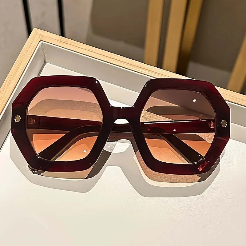 Retro Polygon Sunglasses - Large Frame, Personalized Irregular Simple Fashion for Outdoor Travel and Street Photography Eyewear