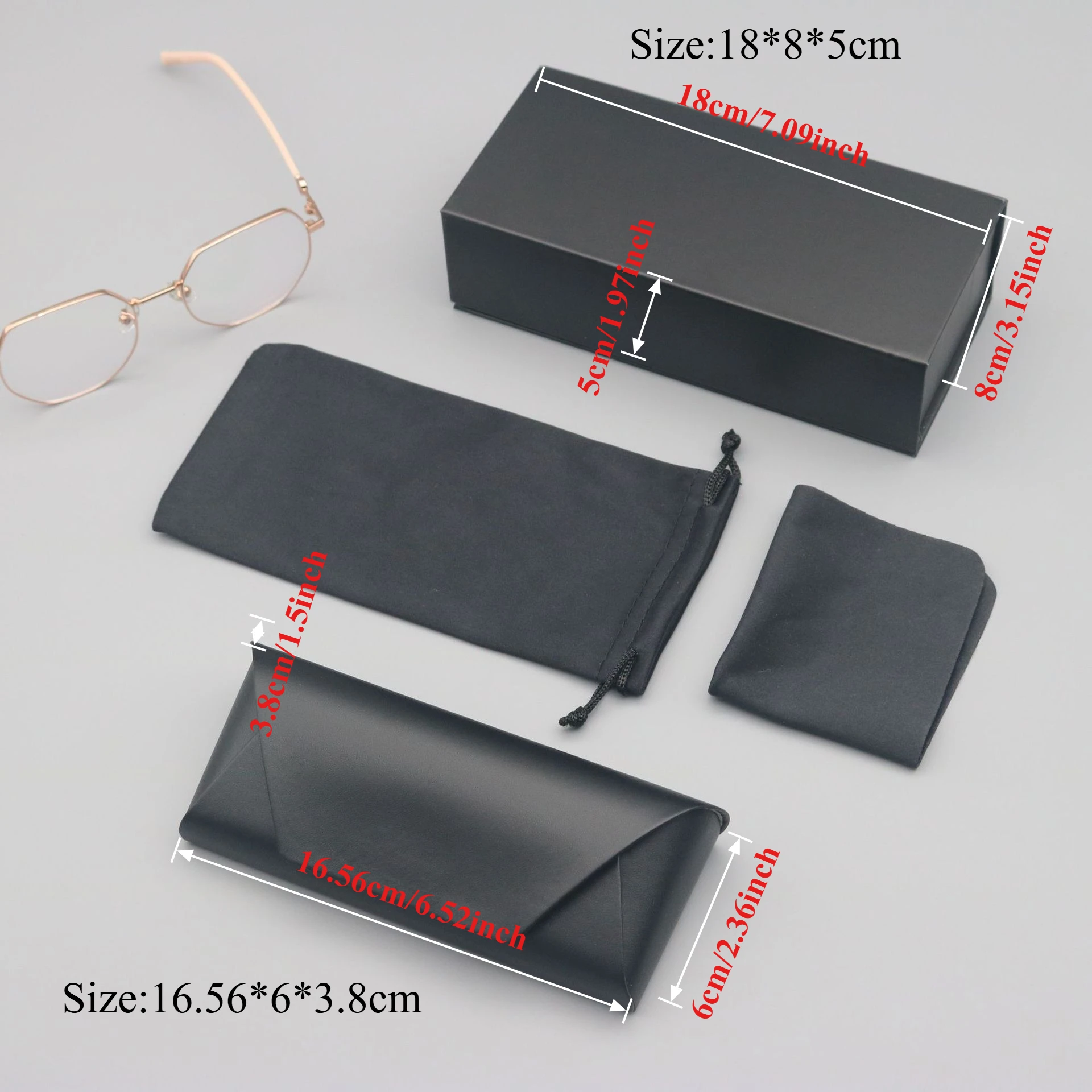 4 pcs Set High-Quality Black Eyeglass Case Handmade Faux Leather Large Capacity Storage Luxurious Premium Feel Eyeglass Box