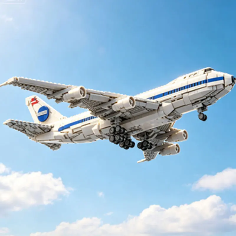 MOC 2765 Teile Retro Boeing Passagierflugzeug Kleinteilige Bausatz-Bausteine Desktop-Ornament Modell DIY Spielzeug