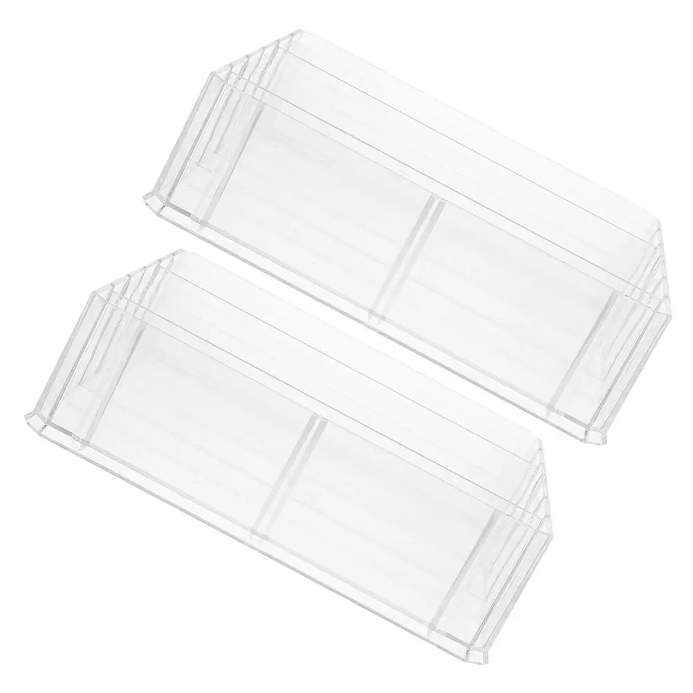 2Pcs Acrylic Storage Box Multi-Grid Storage Box Transparent MultiGrid Currency Organizer for Bills Envelopes Desk Classroom