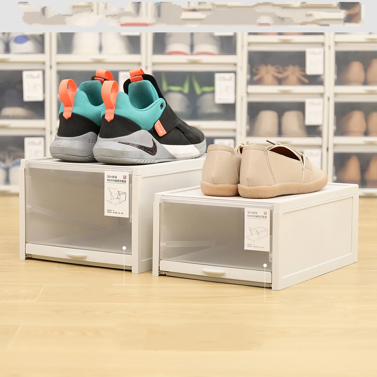 

Fashion Transparent Shoe Storage Box Football Shoes Home Finishing Plastic Sneakers Box DustProof Drawer Type Shoe Organizer Box