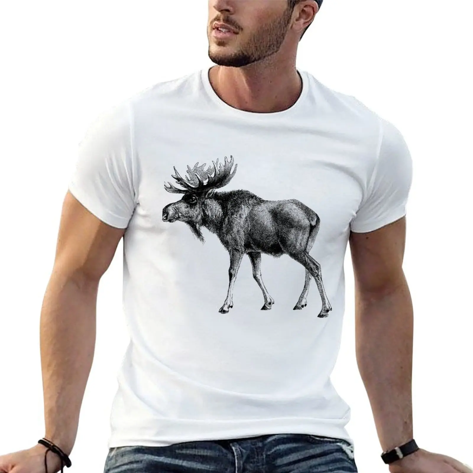 Vintage Moose T-Shirt t shirt man cotton funny t shirts dark humor essential t shirt T-shirt