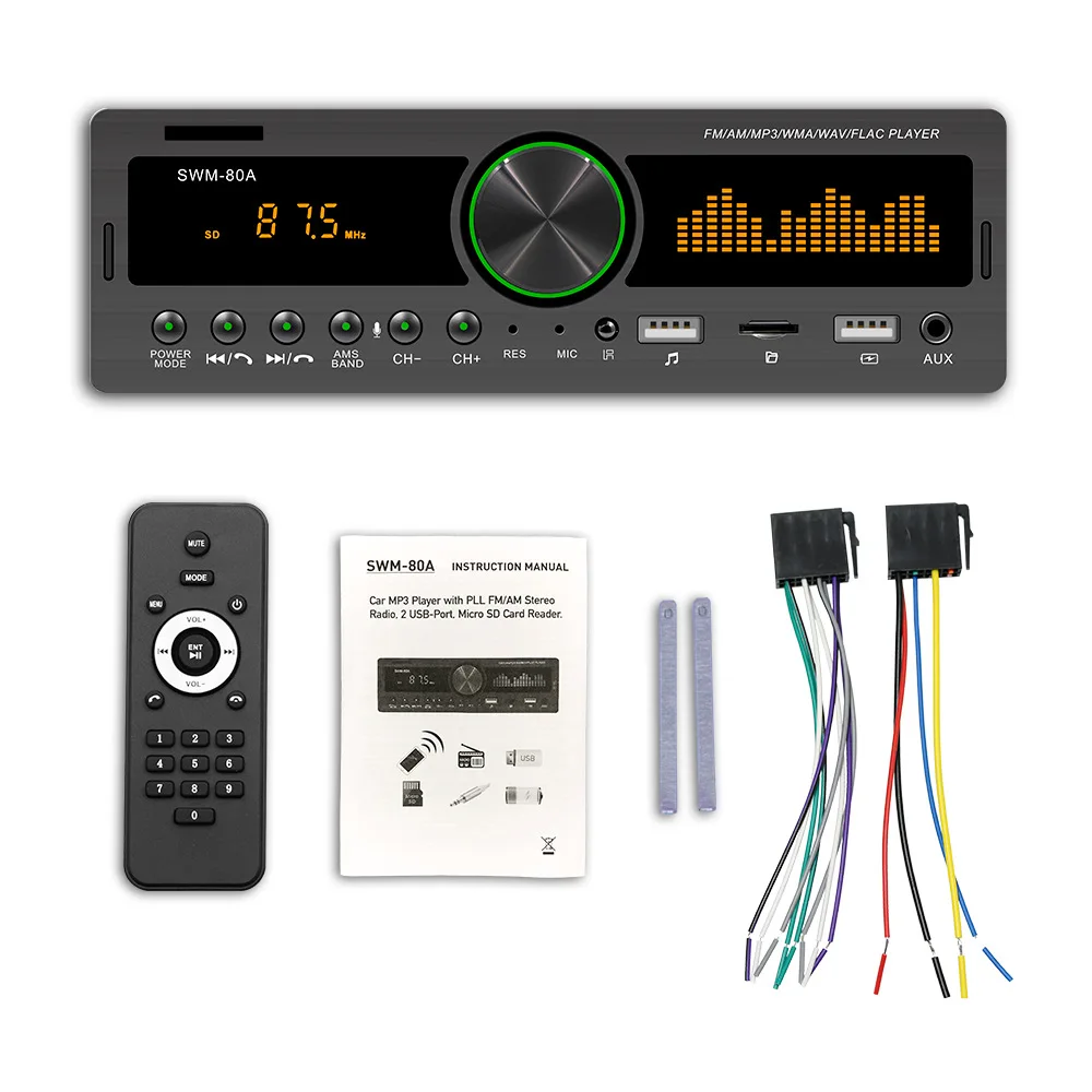 Autoradio Audio Stereo 1 Din vivavoce lettore MP3 ingresso AUX USB Bluetooth/FM/AM lettore Audio stazione Radio Audio multimediale per auto