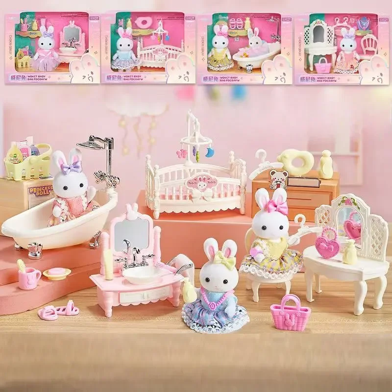 Little Rabbit Dresser Lovely Scene Play Toys Simulation Modelling Children Birthday Gift Indoor Parent-Child Interaction