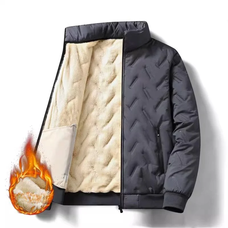 Men's Casual Thiened Fce Lined Cotton Jaet Long Sve Wear Resistant Dir Lamb Velvet Workwear Youth ular Sle