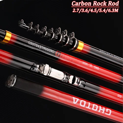 Carbon Fiber Spinning Fishing Rod 2.7M 3.6M 4.5M 5.4M 6.3M M Power Telescopic Rock Fishing Rod Surf Spinning Carp Feeder Rod