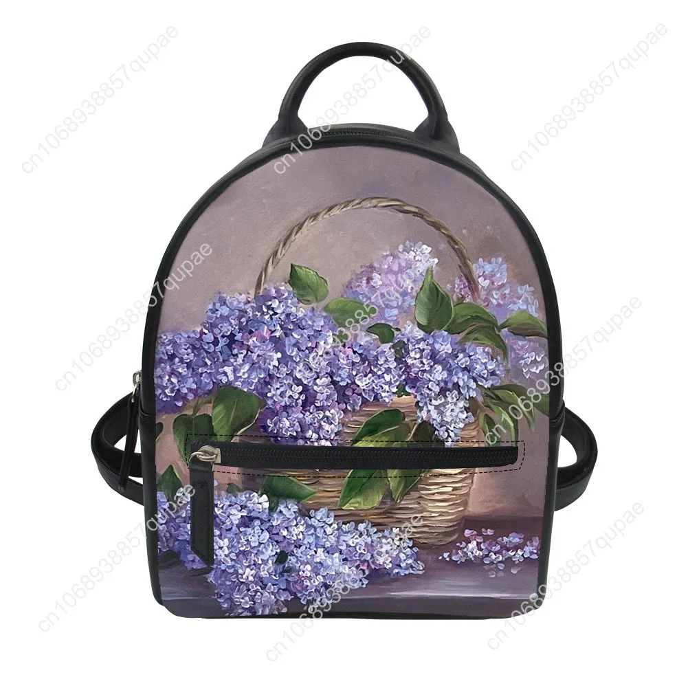 Floral Print Pattern Custom Backpack Purse Women Carter Schoolbags Double Shoulder Bag Mini Daypack Leather Travel Bag