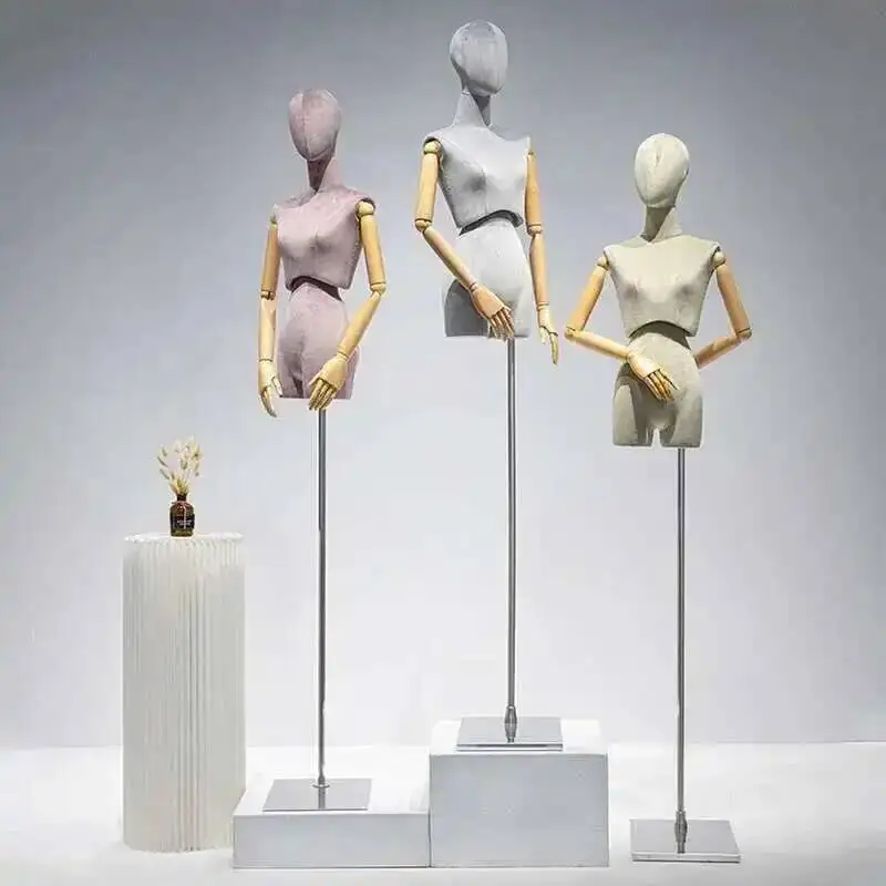 

Mannequin for Clothing Store Female Women's Half-length High-end Suede Mannequin Colorful Mannequins Props Window Display Stand