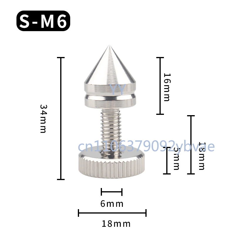 4PCS M6 M8 HIFI Audio Speaker  Spikes Pure Copper Rhodium Plated Shock Pad Speakers Repair Parts Foot Nails /Pads Stand