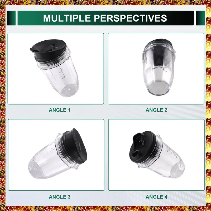

AGOUP For Nutri Ninja 18 Oz Cup With 2 Sealing Caps, Suitable For 900W/1000W NINJA Juicer Series Blender (2 Pack)