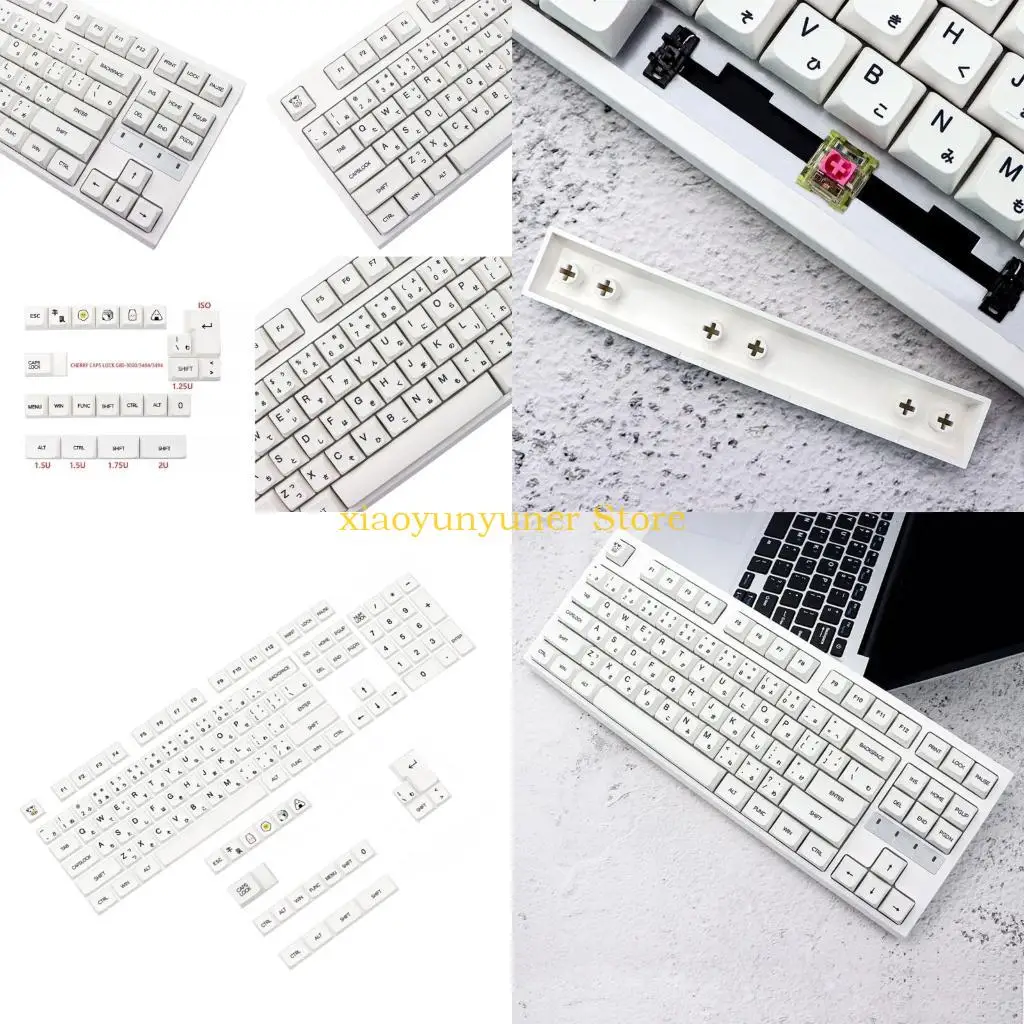 

P9JB Minimalist White PBT Keycaps XDA Profile Japanese Aesthetics Keycap Set 126PCS for Mechanical Keyboards
