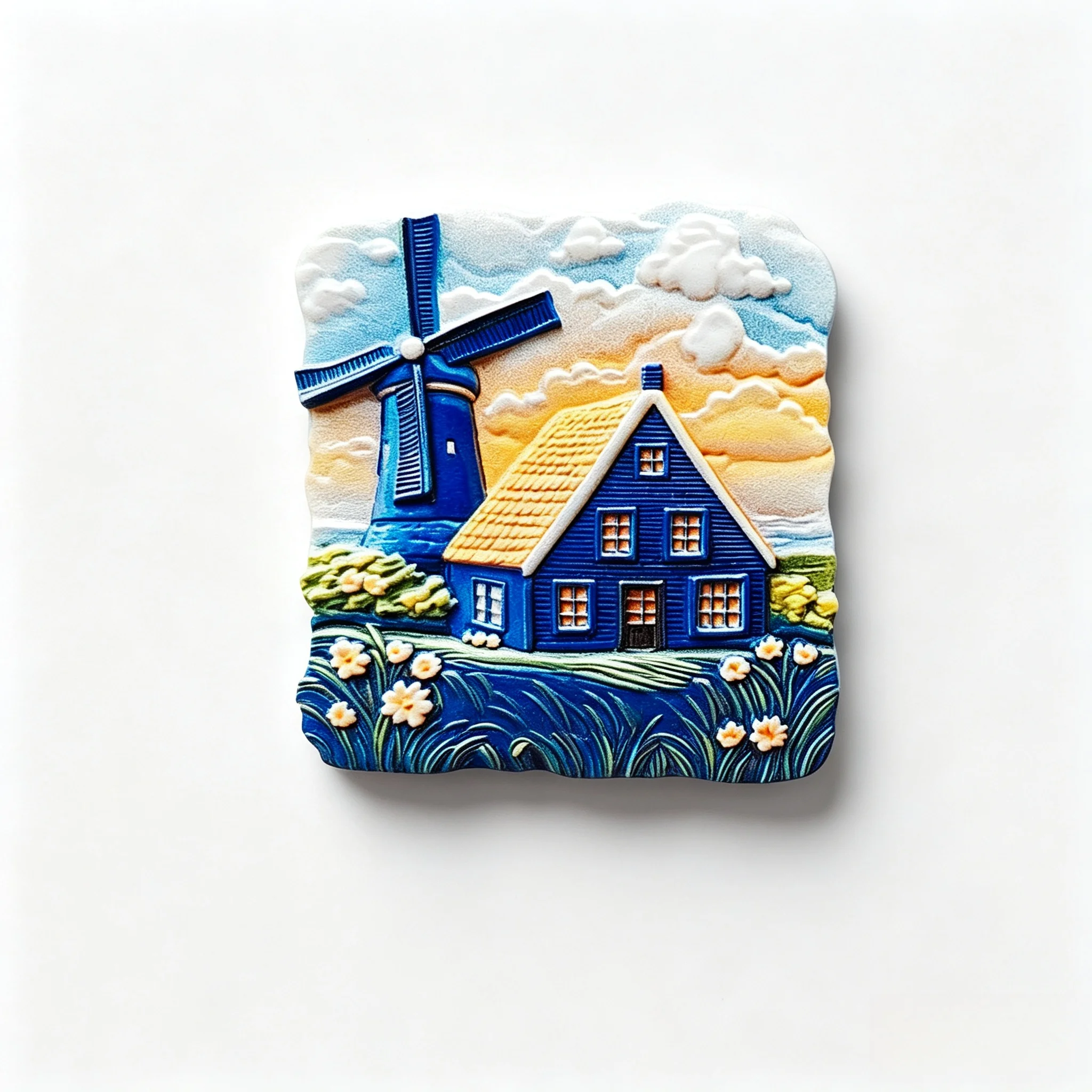 Netherlands Holland Blue Windmill & Blue Cottage 3D Resin Fridge Magnet Tourist Souvenir Home Refrigerator Decoration Present