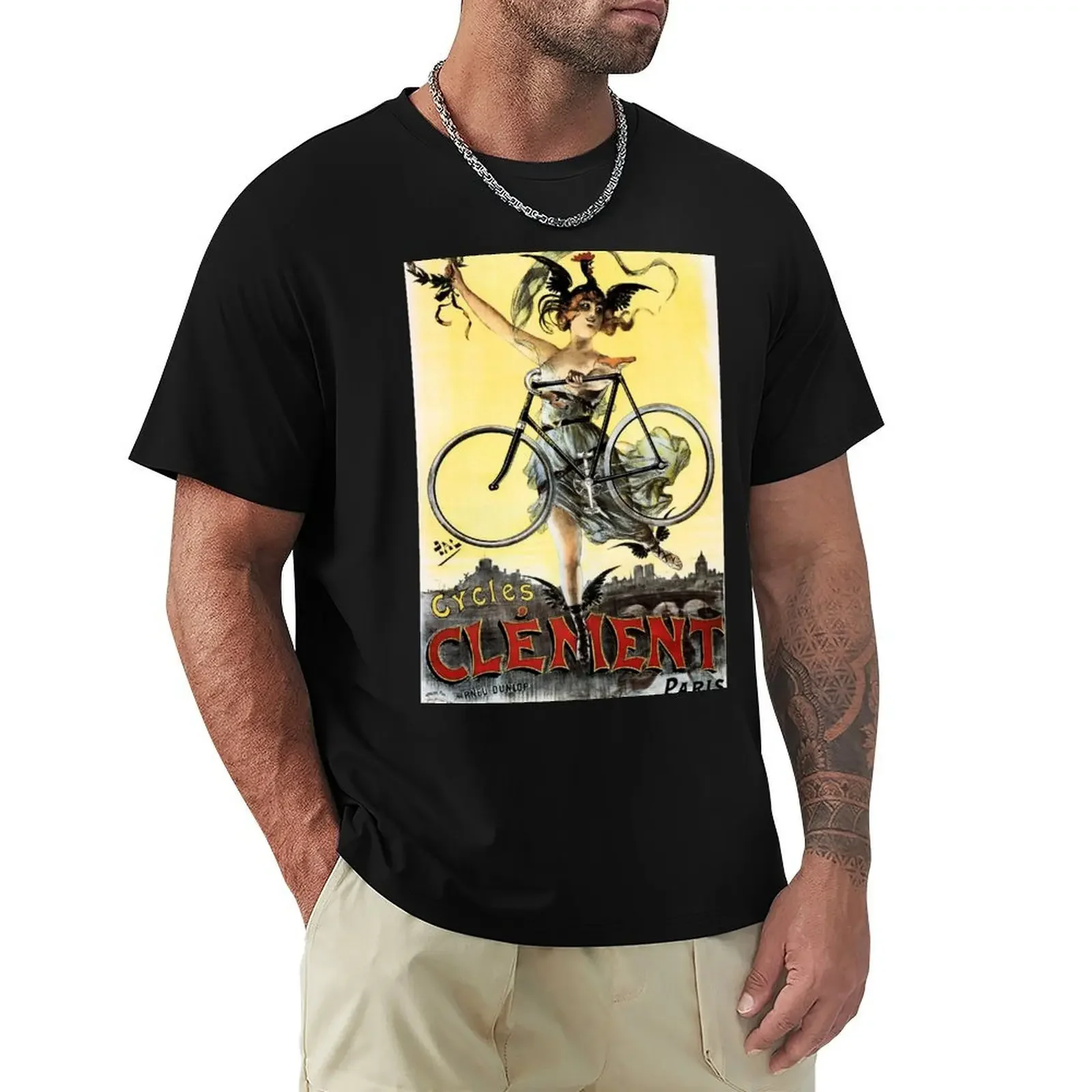 CLEMENT CYCLES Paris Art Nouveau Vintage French Advertising T-Shirt Short sleeve tee new edition mens big and tall t shirts