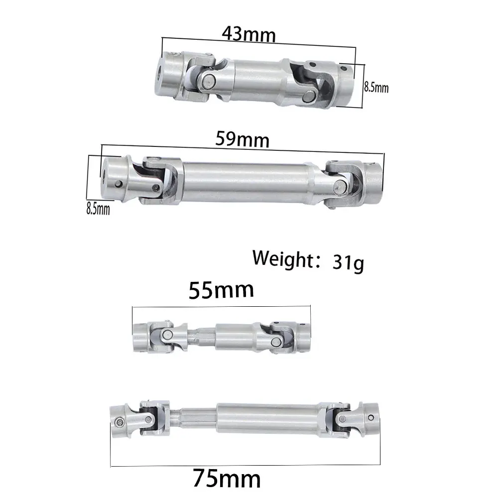 2PCS TRX4M Stainless Steel Drive Shafts CVD Driveshaft for  TRX-4M 1/18 RC Crawler Car Upgrade Parts