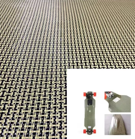 3K 200gsm gele Kevlar aramidevezel en koolstofvezel gemengde stof 1100D 40 