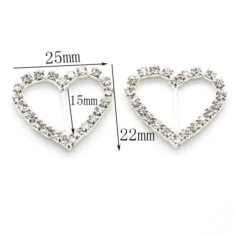 High Quality! 10 Pcs/Set Peach Heart Rhinestone Buckle Sewing Decoration Accessories DIY Hair Accessories, Ribbon Wholesale