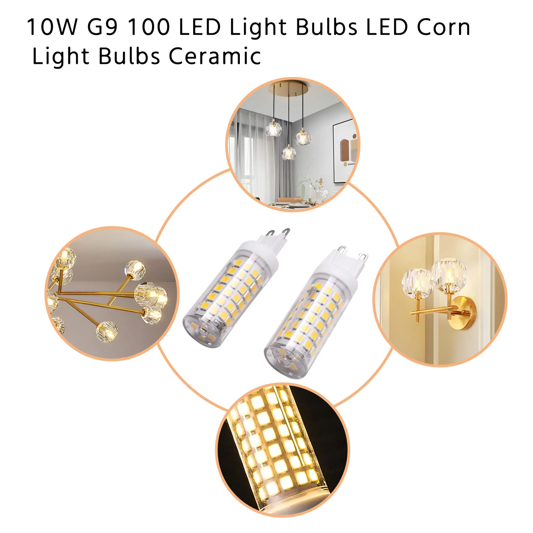 10W G9 100 LED Light Bulbs LED Corn Light Bulbs Ceramic, No Flicker, Wide Beam Angle, 2PCS Natural White