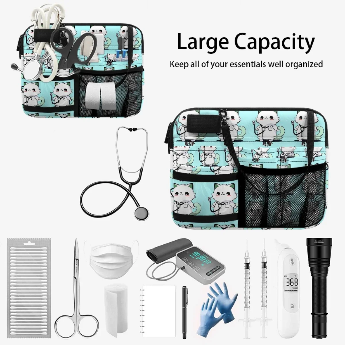 Portable Cartoon Medical Belt Pocket, enfermeira, gato, prático, personalizado, lazer, portátil, ferramentas hospitalares, armazenamento de medicamentos