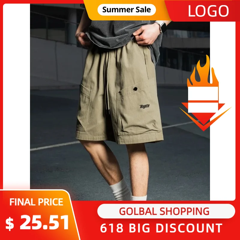 

Three- Dimensional Large Pocket Letter Embroidery Design Work Shorts Men's Summer Outdoor Casual Five Points Pants oft