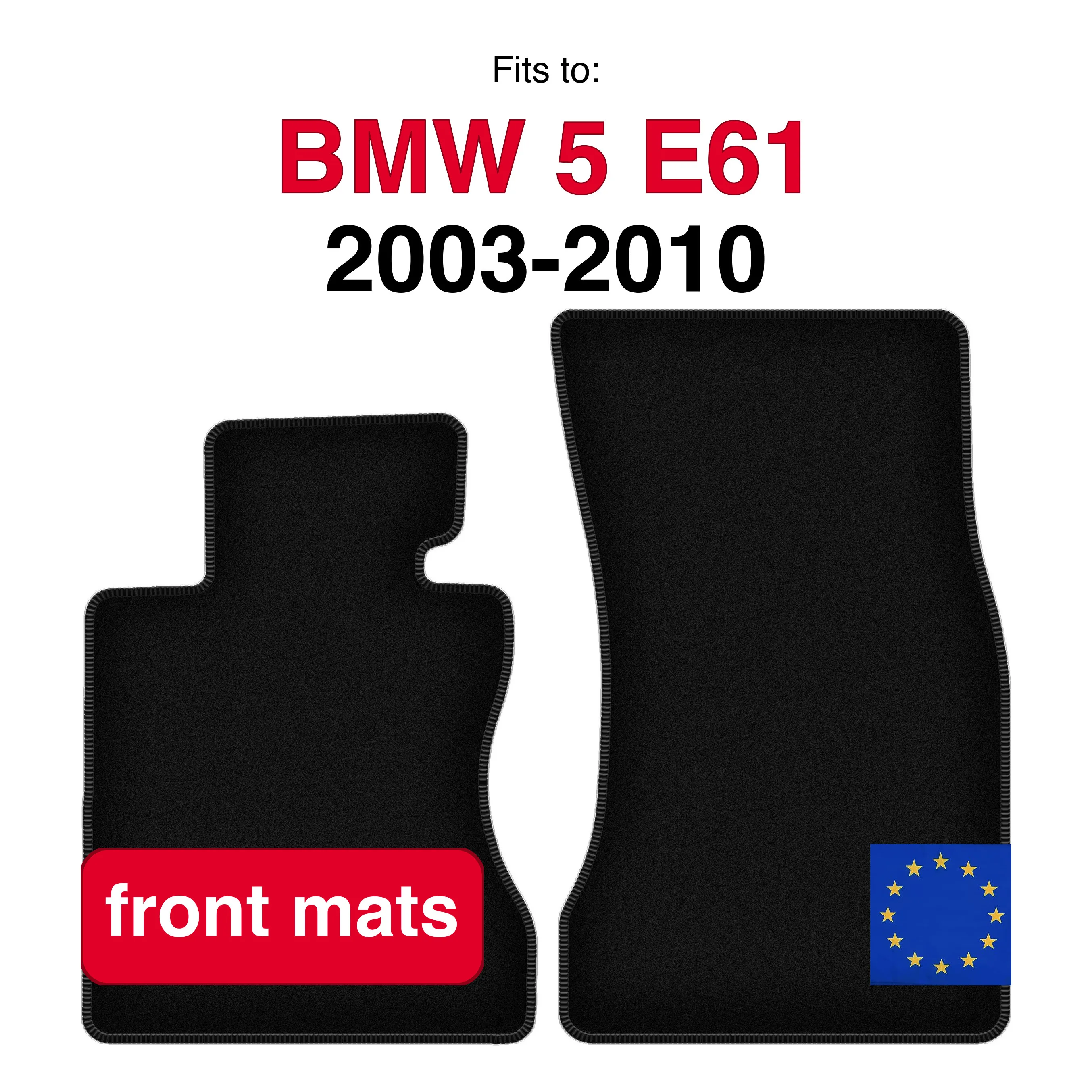 Velours vloermatten voor BMW 5 E61 stationwagen touring (2003-2010) - Zwart (2 stuks) set vloermatten voorin auto