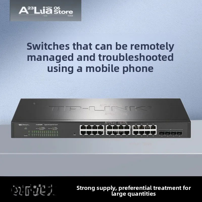 24-Port Gigabit PoE Switch with 4 SFP+ 10G Uplink Cloud Managed Rackmount mât de drapeau