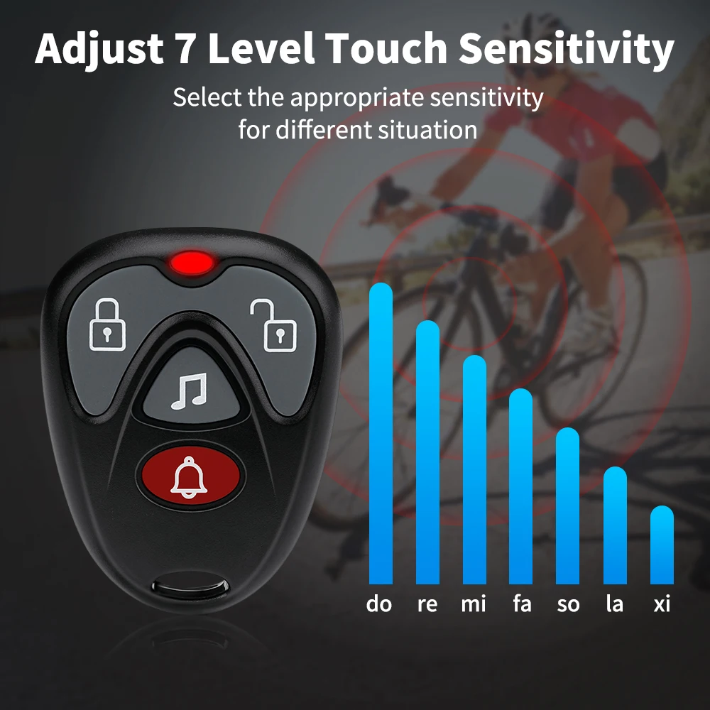 Gadpow Bike Alarm Wireless Waterproof Bicycle Vibration Alarm USB Charging Remote Control Motorcycle Alarm Security Protection