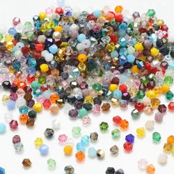 200Pcs/Lot Mutilcolor Faceted Glass Bicone Shaped Beads 4MM Crystal Loose Bead for Jewelry Making DIY Bracelet Nacklace Earring