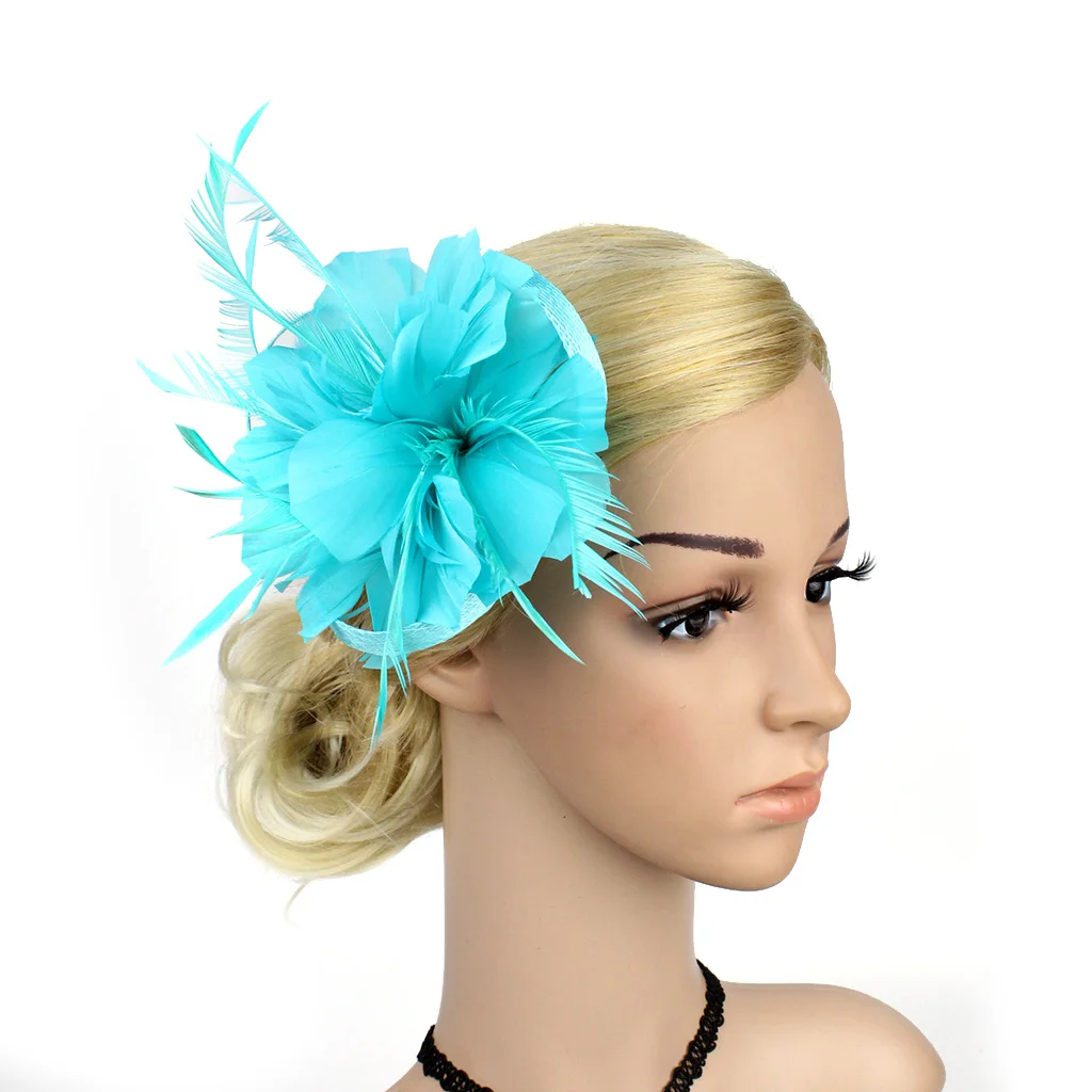 Feather Fascinators Womens Headwear Flower Derby Hat for Cocktail Ball Wedding Headband Elegant Clip Wedding Bridal Tea Party