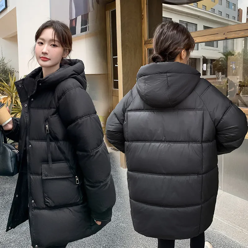 2025 New Winter Parkas Down Padded Jacket Women Mid-Length Korean Loose Thick Fashion Cotton Coat Female Loose Outerwear B569