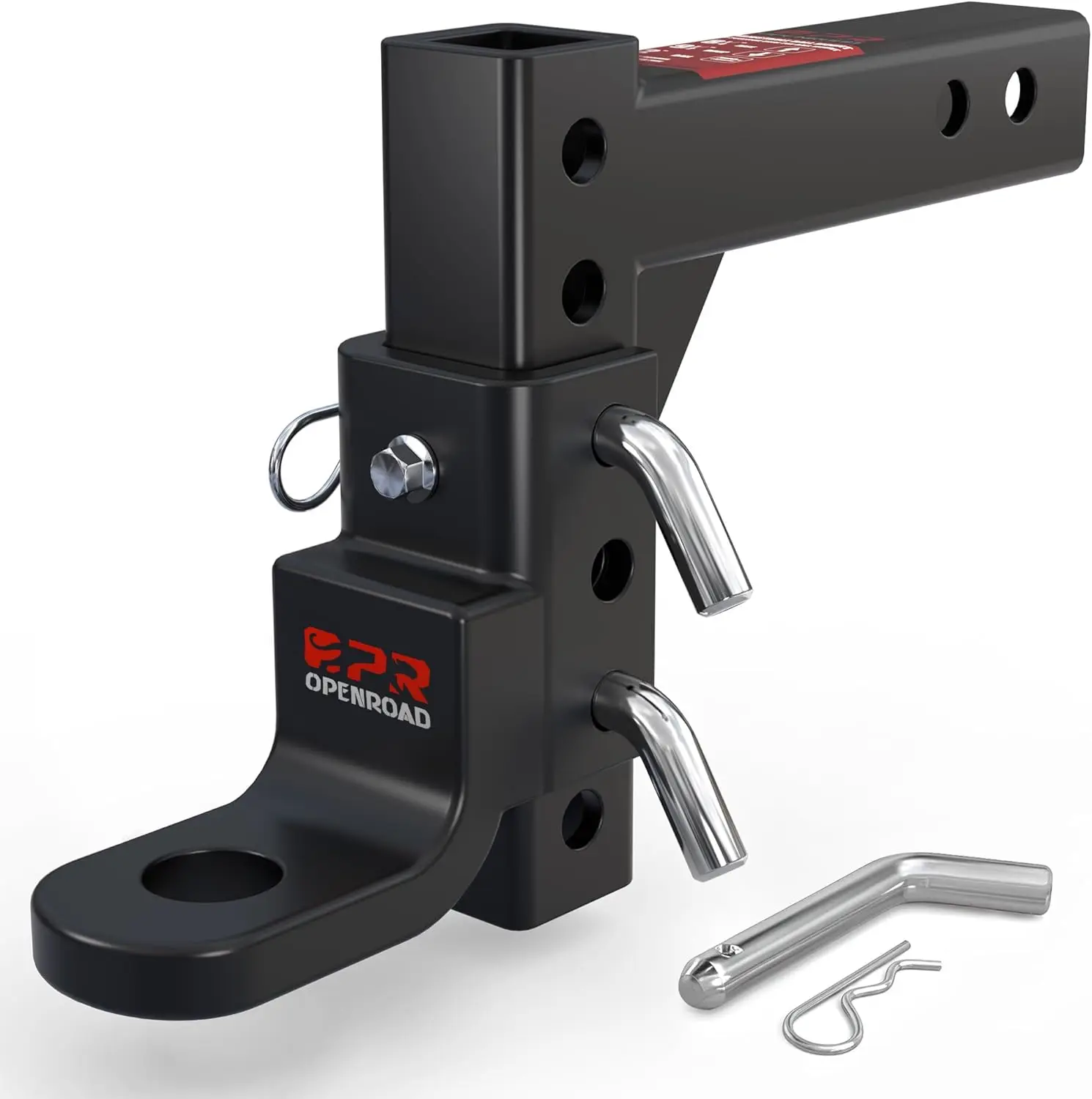 

Adjustable Trailer Hitch Ball Mount, 2-Inch Receiver, 1-Inch Hole, 7500 lbs, 9.5" Drop/8.25" Rise, Heavy Duty with Locking Pin