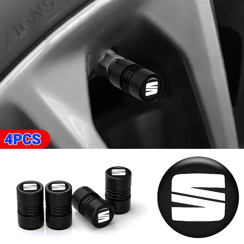Aluminum Alloy Car Valve Caps Car Wheel Tires Valves Tyre Stem For SEAT Ibiza Leon Cupra E-Racer Ateca FR Mk3 Auto Accessories