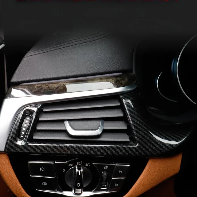 

For BMW 5 Series G30 2018-2022 ABS Carbon Fibe Car Air Condition Two Side Outlet Vent Frame Cover Trim Interior Accessories
