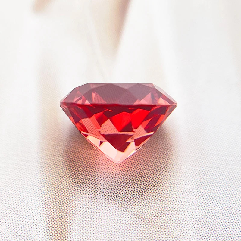 Im Labor gezüchtete Padparadscha-Perlen in runder Form, Farbe Feuerlotus, Charm-Perlen für DIY-Schmuckherstellung, Anhängermaterialien mit Zertifikat – Detail 5