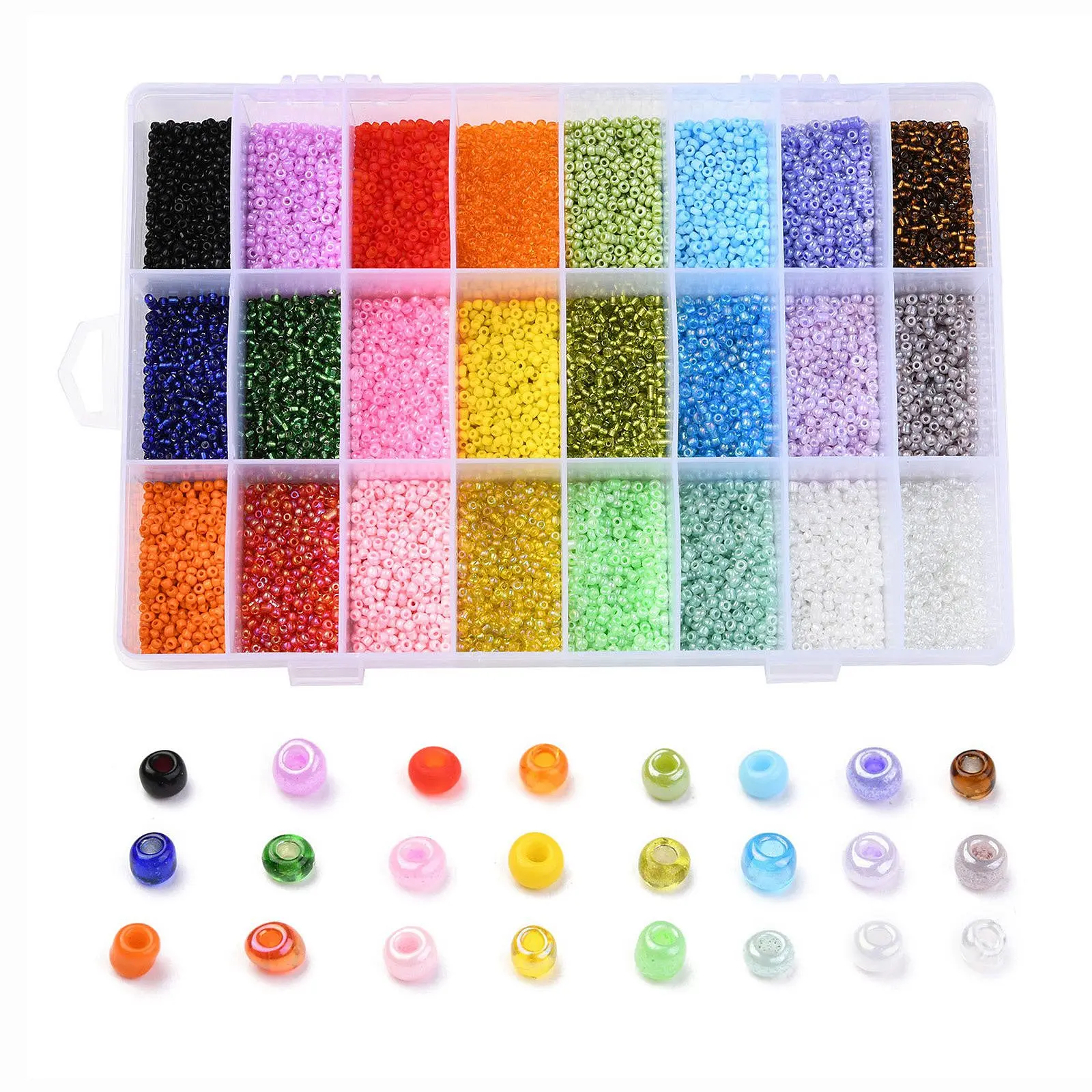 

24 Colors 12/0 Glass Seed Beads Mix Opaque Lustered Frosted Round Spacer Beads for Bracelets Earrings Jewelry Making DIY Crafts