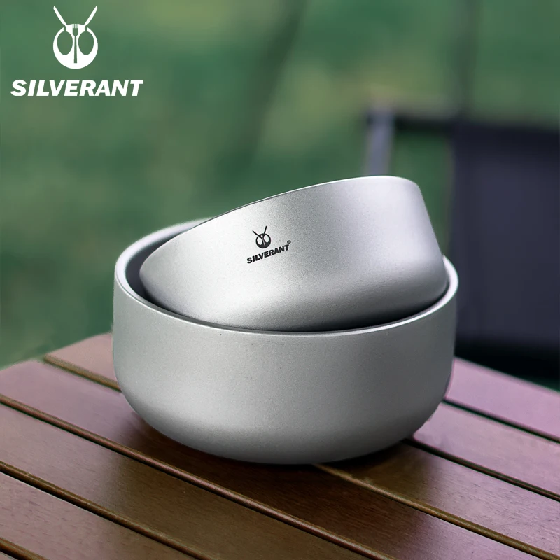 

Pure Titanium Double Wall Bowl Ultralight Salad Food Container Tableware With Mesh Bag Outdoor Camping Picnic Hiking Backage