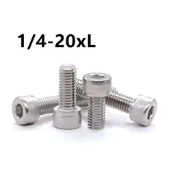 20pcs 1/4-20*3/8 1/2 Inch Length 304 Stainless Steel US UNC Coarse Thread Allen Head Screw Cap Hex Hexagon Socket Bolt