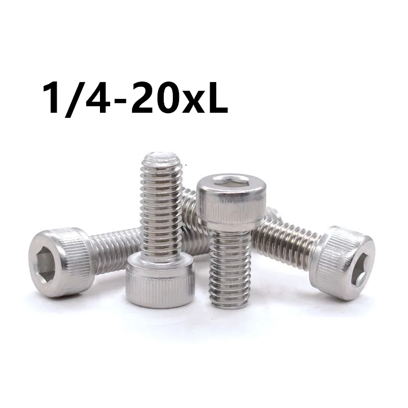 20pcs 1/4-20*3/8 1/2 Inch Length 304 Stainless Steel US UNC Coarse Thread Allen Head Screw Cap Hex Hexagon Socket Bolt