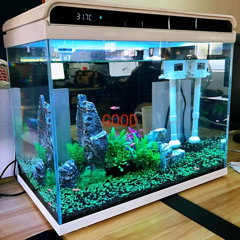 Super White Glass Small Fish Tank Living Room Small Desktop Home Aquarium Ecological Change Water Fish Globe