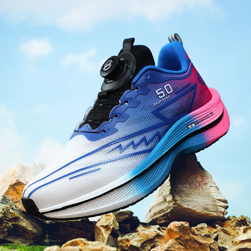 

Running Shoes Men Thick-soled Lightweight Rotating Buckle Anti-slip Mesh Casual Shoes Women Lace-up Sports Shoes Men