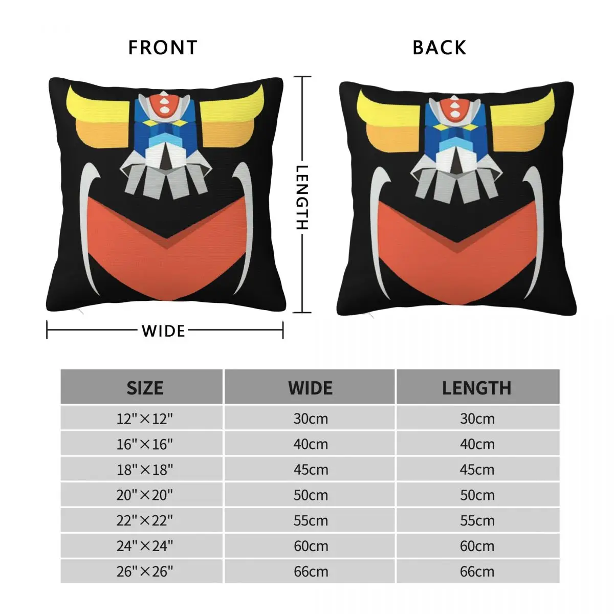 Goldrake Goldorak Anime Mazinger Z UFO Robot Grendizer Square Pillowcase Pillow Cover Cushion Comfort Throw Pillow for Home Sofa