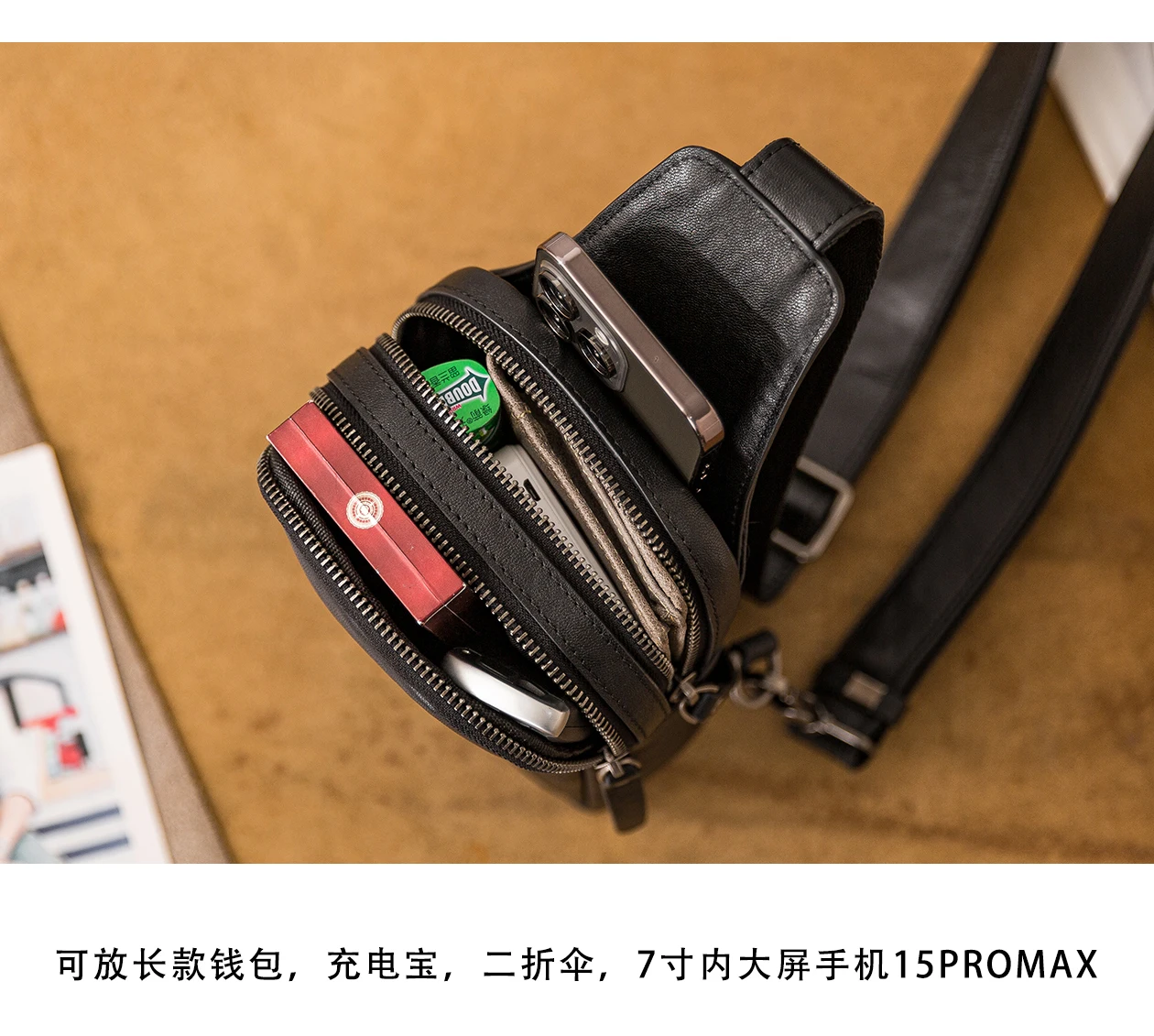 PNDME casual designer handmade first layer cowhide men's small chest bag weekend sports luxury real leather black crossbody bags