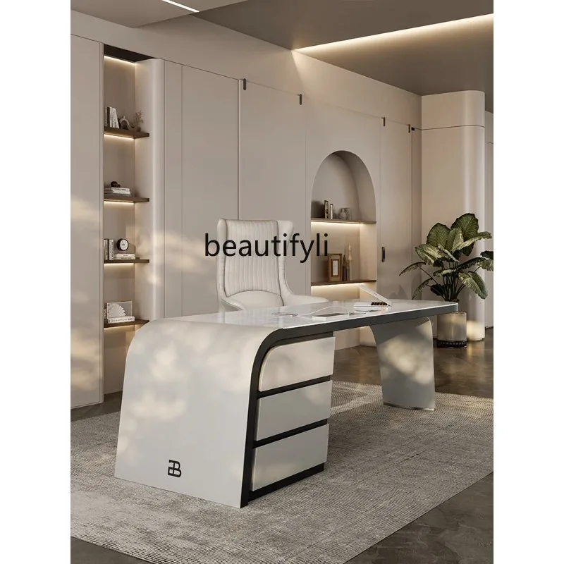 Modern Stone Plate Desk Simple and Light Luxury Boss Desk Desk Home Designer High Sense Study Computer Desk