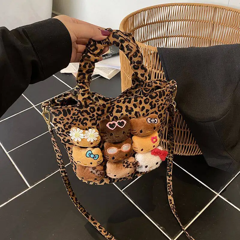 

New Hello Kitty Ladies Bucket Bag Multifunctional Crossbody Bag Cute Handbag Fashion Cartoon Shoulder Bag For Daily Outings