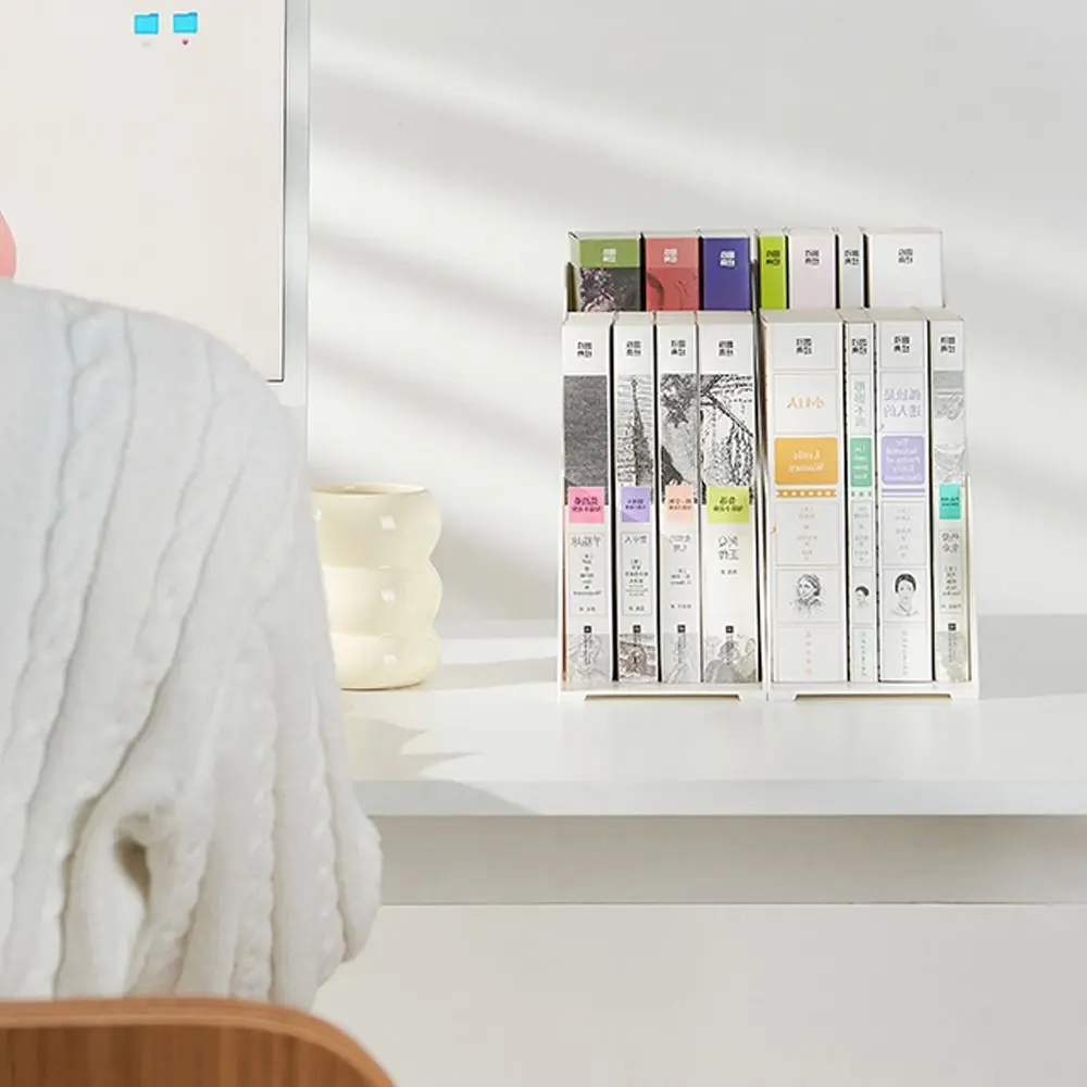 Simple Plastic Bookends Double Layer Solid Color File Storage Shelf Large Capacity Book Stand Student Supplies