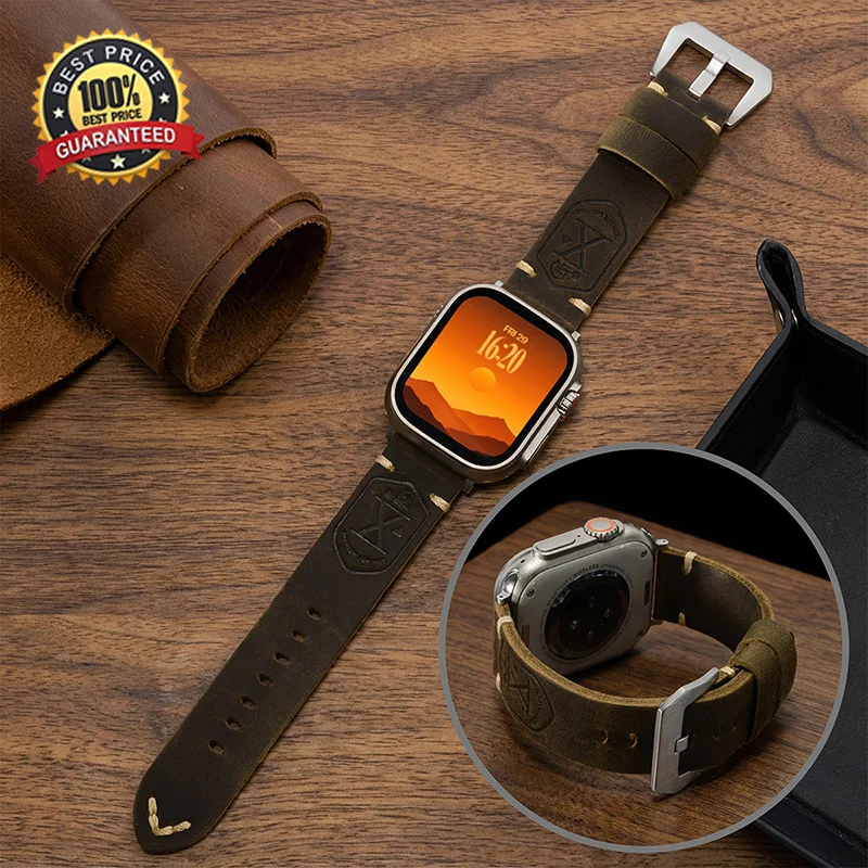 Strapazierfähiges Retro-Lederarmband für Apple Watch Band Ultra3/2 49 mm 42 44 45 mm 38 40 41 mm Armband für IWatch Serie 11 10 9 8 7 6SE