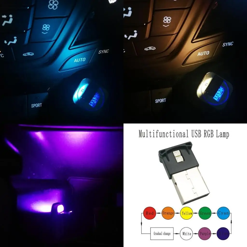 Y1UB Mini USB LED RGB Umgebungsleuchte Helligkeit einstellbare 8 Farbveränderliche Lampe
